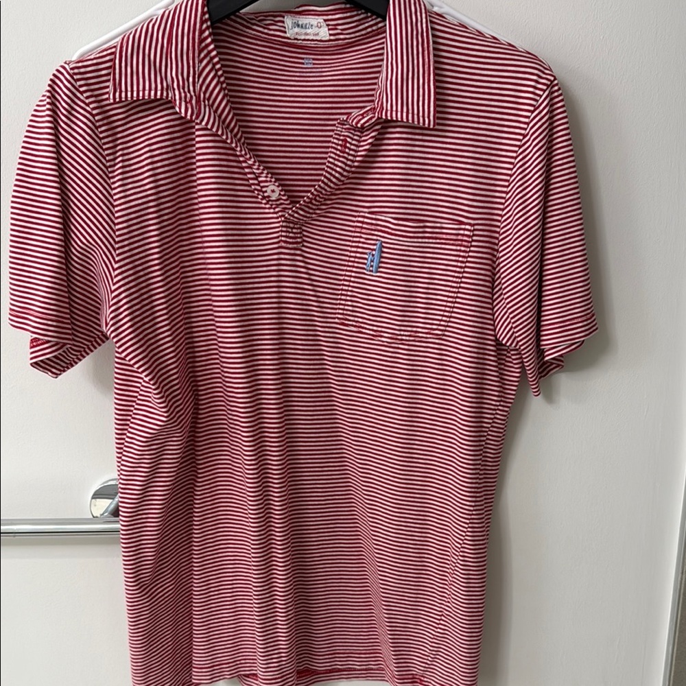 johnnie-O Red and White Casual Button Down Shirt